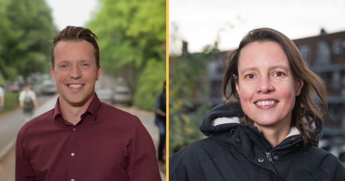 Webinar voetgangersnetwerken: links Dennis van Sluijs, rechts Annemieke Molster